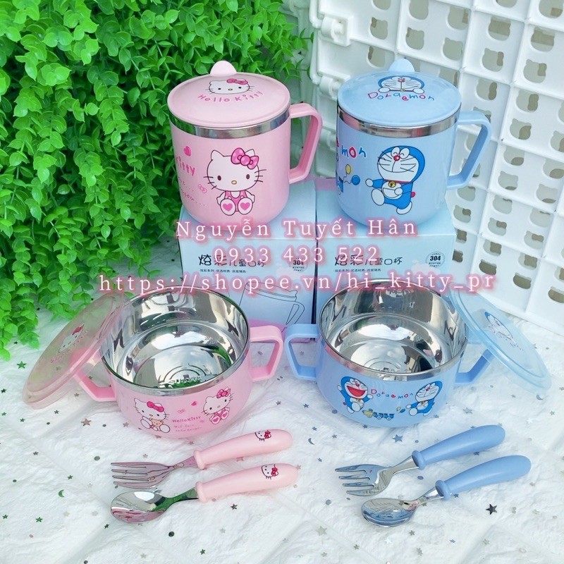 Chén ly inox 304 HELLO KITTY DOREMON DORAEMON