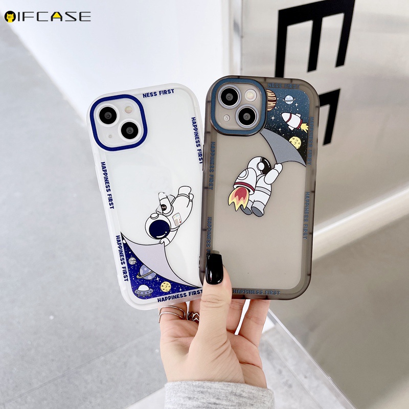 Ốp Điện Thoại Mềm Trong Suốt Chống Sốc In Hình Phi Hành Gia Cho iPhone 13 12 11 Pro Max XS Max XR X 7 8 Plus