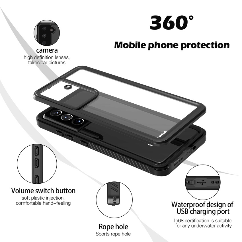 Ốp Điện Thoại Chống Nước IP68 Cho Samsung Galaxy S23 S22 S21 Ultra S21 FE S20 Plus S10 S9 S8 Note 20 Ultra Note 10 A51 A52