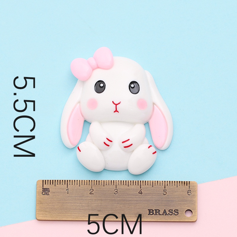 Set 2 Phụ Kiện Hình Thỏ Tai Dài Bằng Resin Dùng Trang Trí Ốp Điện Thoại/ Đồ Dùng Văn Phòng