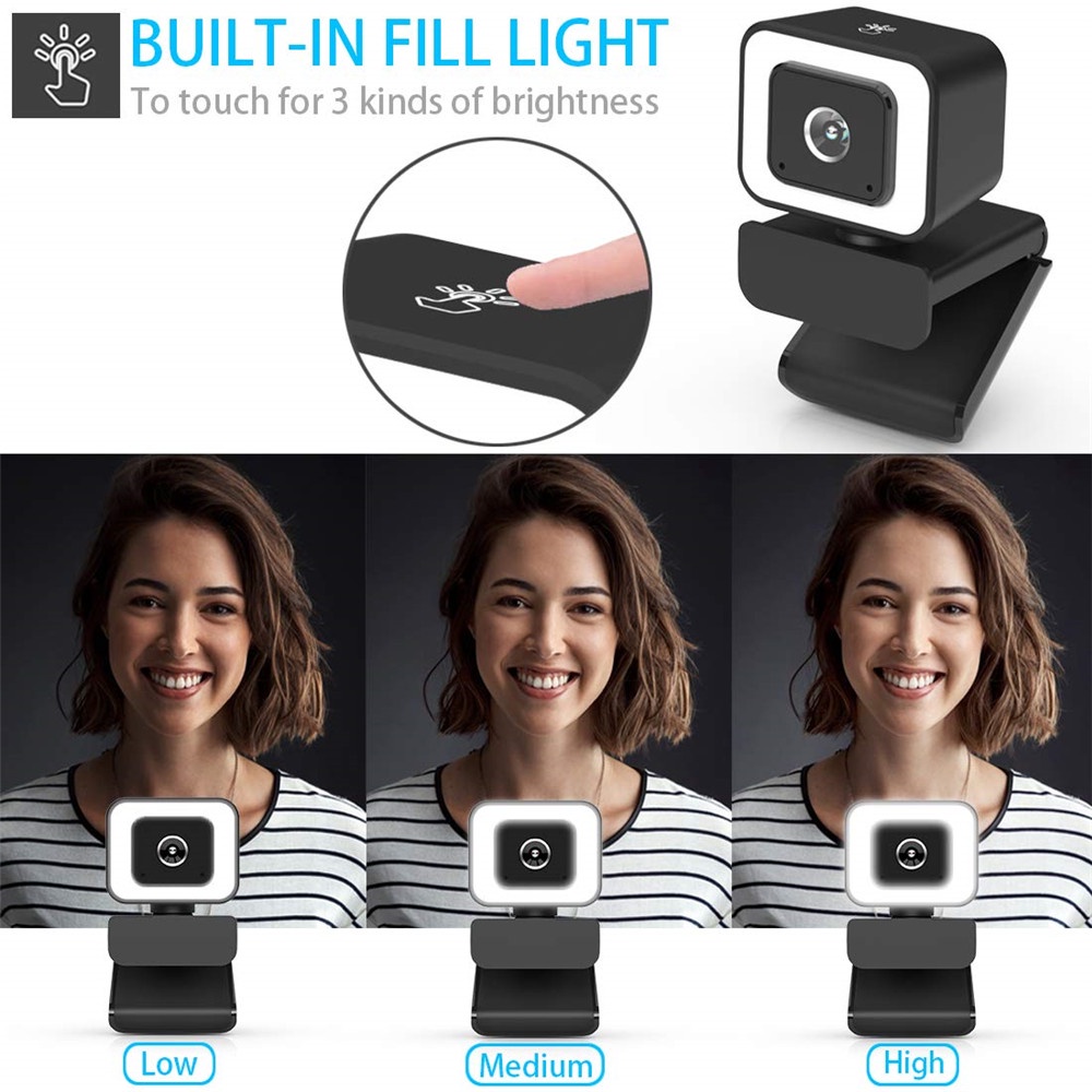 Webcam HD 2K Với đèn Chuông Và Micrô USB PC Camera Cho MAC / Máy Tính để Bàn / Máy Tính Xách Tay / YouTube / Phát Trực Tiếp | BigBuy360 - bigbuy360.vn