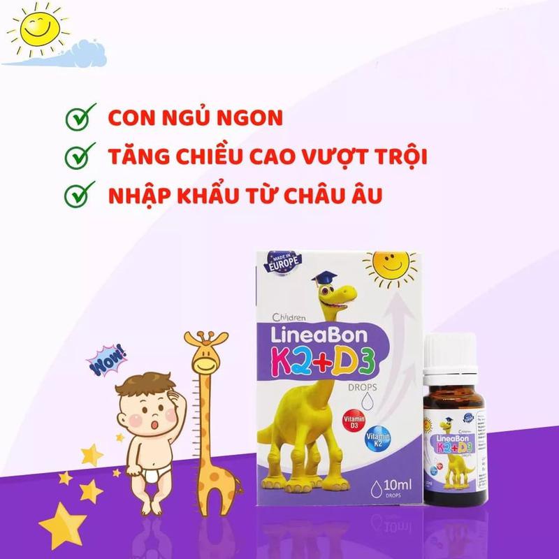 Lineabon d3 k2 Vitamin d3 k2 mk7 Vitamin d3 drop Vitamin d3 cho trẻ sơ sinh Lineabon k2 d3 Canxi d3 k2 Mk7 d3k2 Lọ 10ml