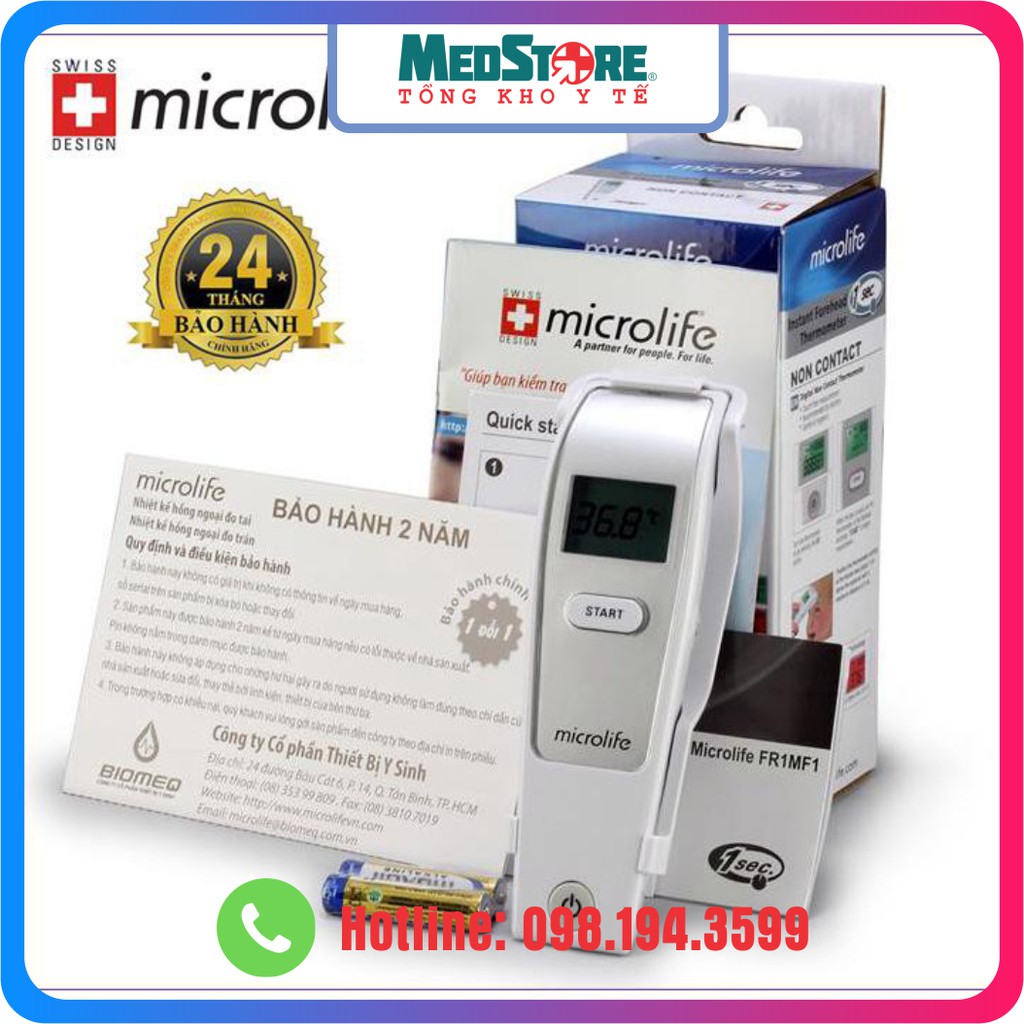 Nhiệt Kế Điện Tử Hồng Ngoại Microlife FR1MF1 Thụy Sĩ - Bảo Hành Chính Hãng 2 Năm, Đo Thân Nhiệt Trán