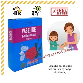 Gạc Vaseline Làm Mềm Da Bị Bỏng (Hộp 10 Miếng)