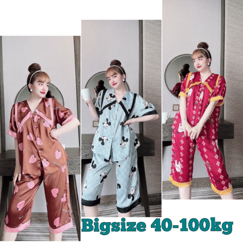 Đồ Bộ Lửng 40-100kg Bigsize Lụa Siêu Mịn Mát Mặc Nhà