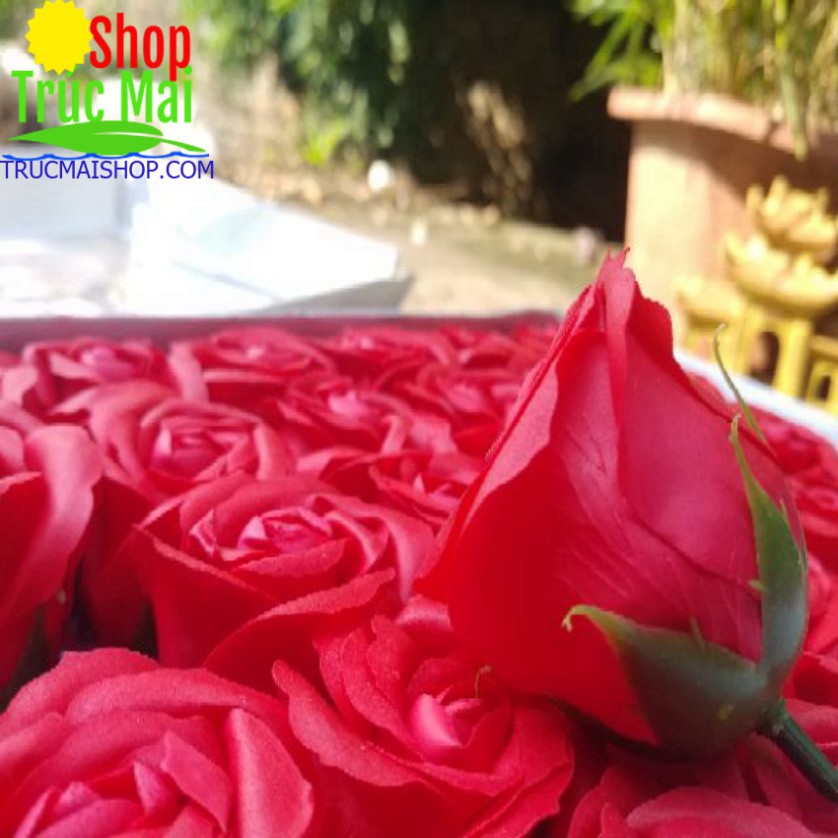 Đầu bông hoa hồng nhân tạo giống thật 99%