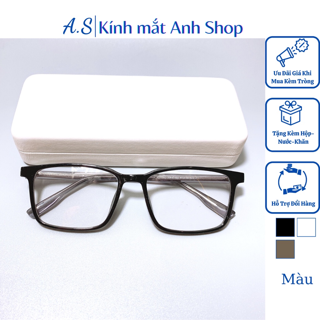 Gọng kính chữ nhật to thời trang chất liệu nhựa dẻo cốt kim loại bền đẹp 17166