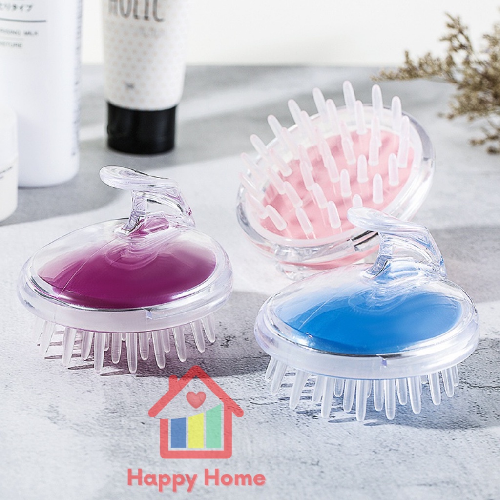 Lược gội đầu, massage tóc gai silicon siêu tiện lợi Happy Home