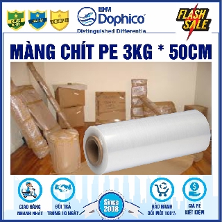[50cm x 3kg] Màng chít PE – Rộng 50Cm x 3Kg/cuộn – Cuốn bọc hàng hoá – Dính và dai chắc