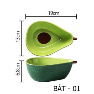 Đủ bộ chén bát gốm sứ hình trái bơ
