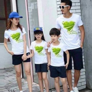 Áo thun gia đình tim lá cây
