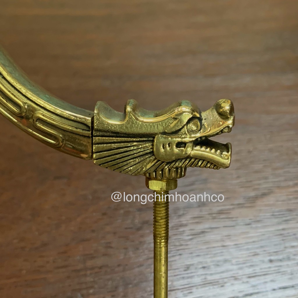 Móc Gập Đồng Vàng Đầu Rồng Triện Lồng Than Mi Lửa Chào Mào