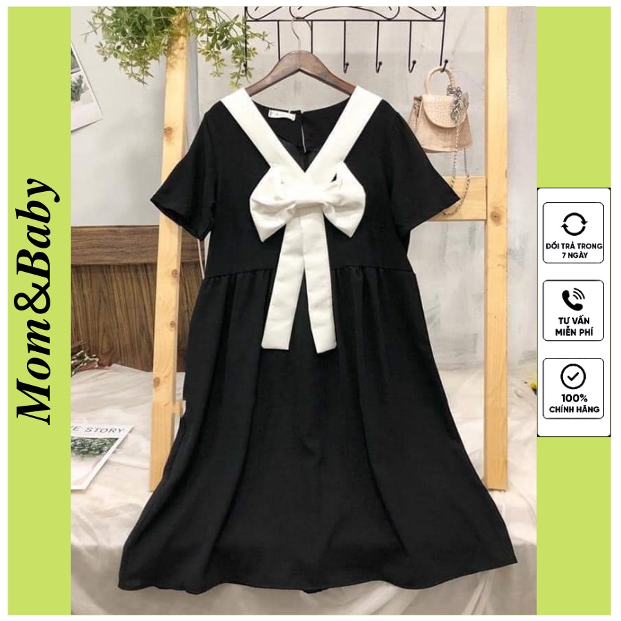 Đầm bầu nơ ngực M138 vải cát hàn thời trang thiết kế Mom and Baby
