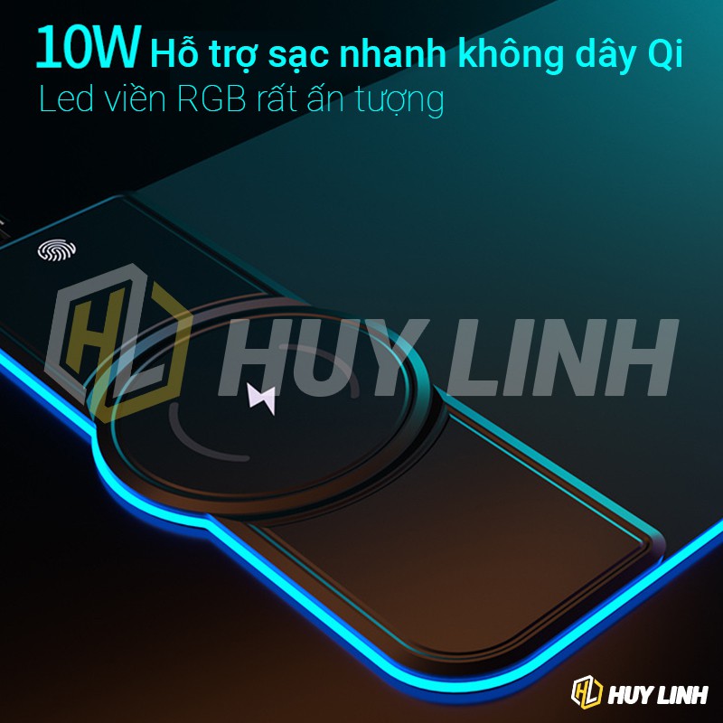 Bàn di chuột Size lớn tích hợp Sạc không dây 10W - Mousepad Đèn nền Led Light RGB hiệu ứng HL129