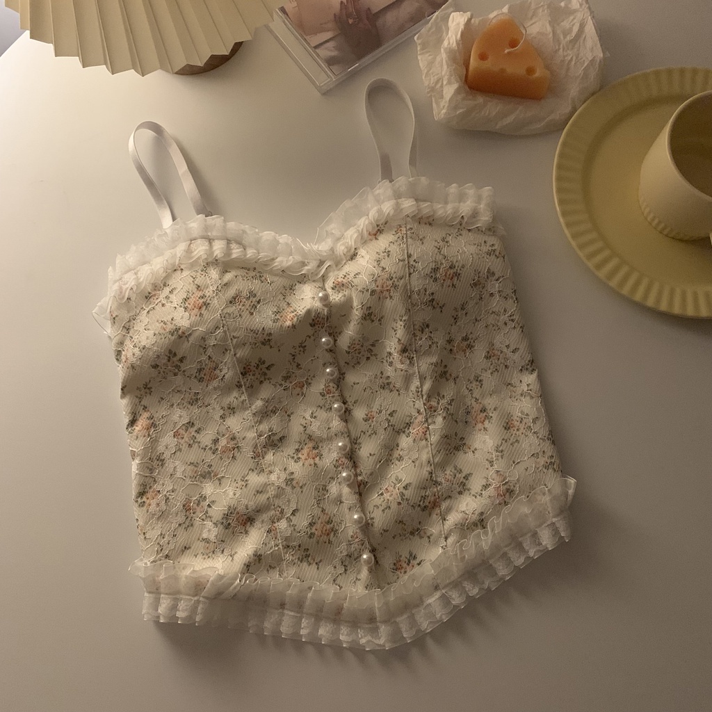 Áo Yếm Nhỏ 172622Áo Lót Họa Tiết Hoa Phối Ren Quyến Rũ Thời Trang Cho Nữ