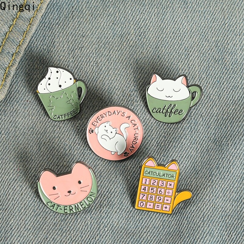 Ghim cài áo MISS ZOE hình mèo/cốc cà phê dễ thương