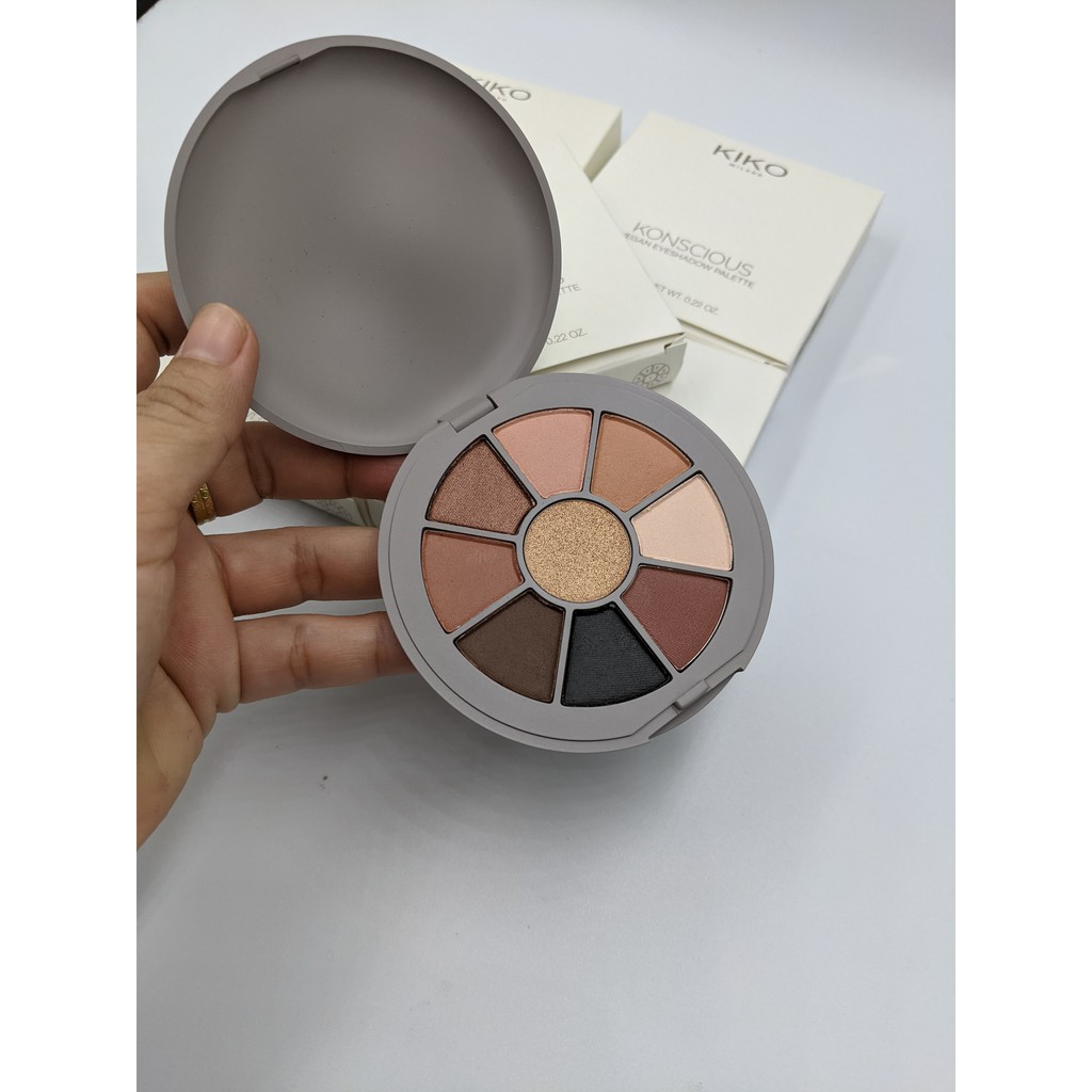 [An toàn mẹ bầu] Bảng phấn mắt 9 màu KIKO Konscious Vegan Eyeshadow Palette hàng Ý dòng hữu cơ đôi mắt tan chảy ánh kim