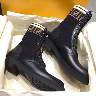 (ẢNH THẬT) BOOTS ĐÙI DA NỮ PHỐI LEN BOOT CAO CỔ F ĐẾ 3CM