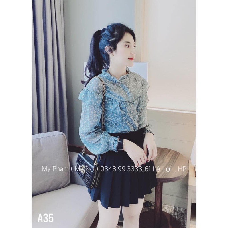 SƠ MI VOAN NHÍ HOA XANH