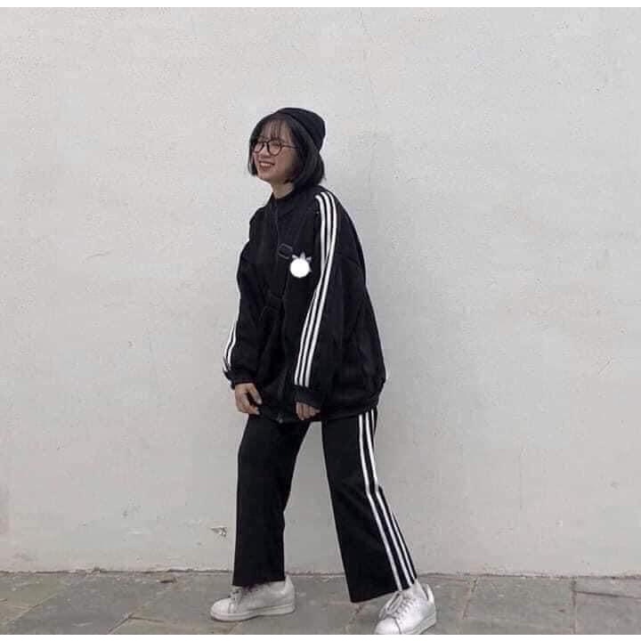 Áo khoác adidas Áo khoác nỉ unisex form rộng_ÁO khoá nỉ Adidas SIÊU HOT viền kẻ