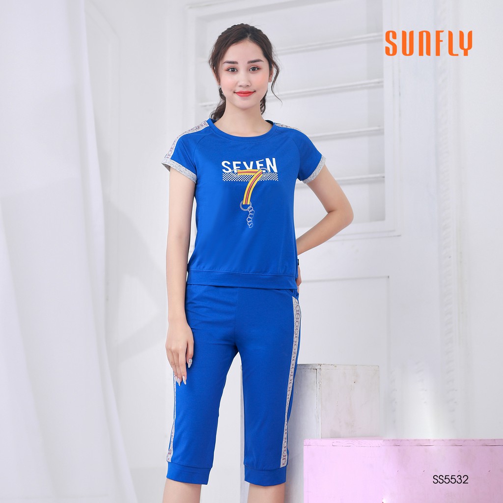 [Mã WABRMH55 giảm 12% đơn 250K] Đồ bộ thể thao cotton áo cộc quần ngố SUNFLY SS5532