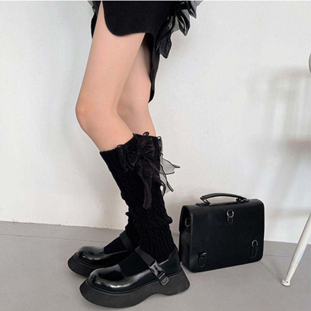 Tất Dệt Kim Giữ Ấm Chân Đính Nơ Y2k Phong Cách Lolita Dành Cho Nữ