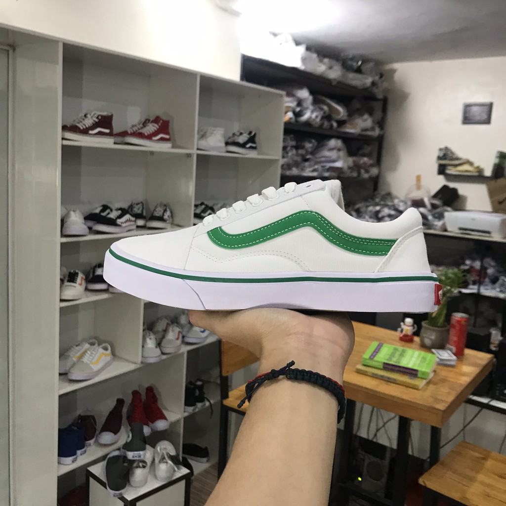 Sale Sốc| Giày thể thao V Old kẻ xanh lá mũi vải - Full Box,tag - Freeship