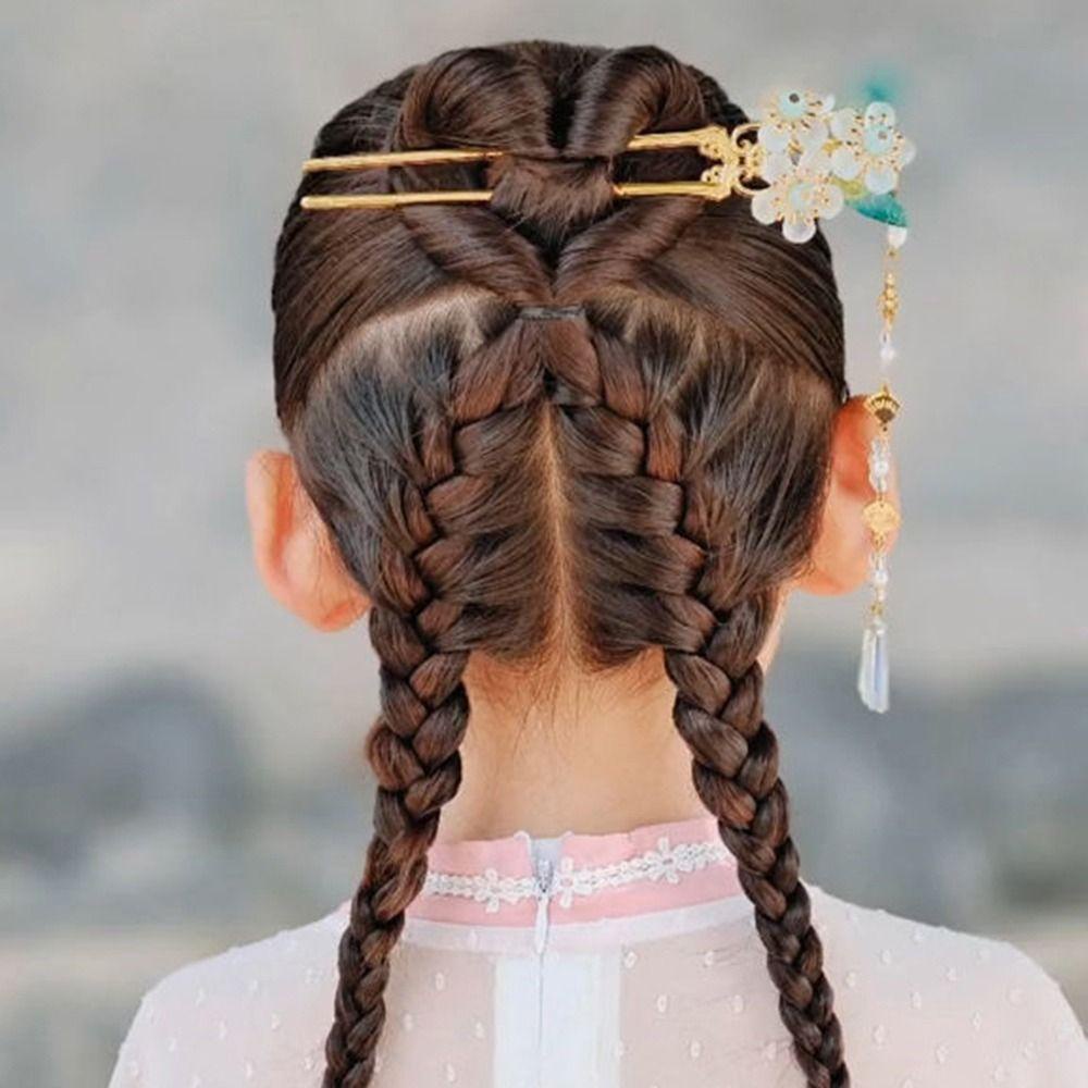 Trâm Cài Tóc Đuôi Ngựa Dáng Dài Hình Chữ U Phong Cách Hanfu Cổ Điển Ngọt Ngào Cho Nữ