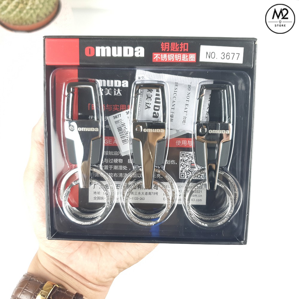 Móc khoá xe máy ô tô đẹp OMUDA inox cao cấp có chốt móc đai quần thời trang MK11-A5