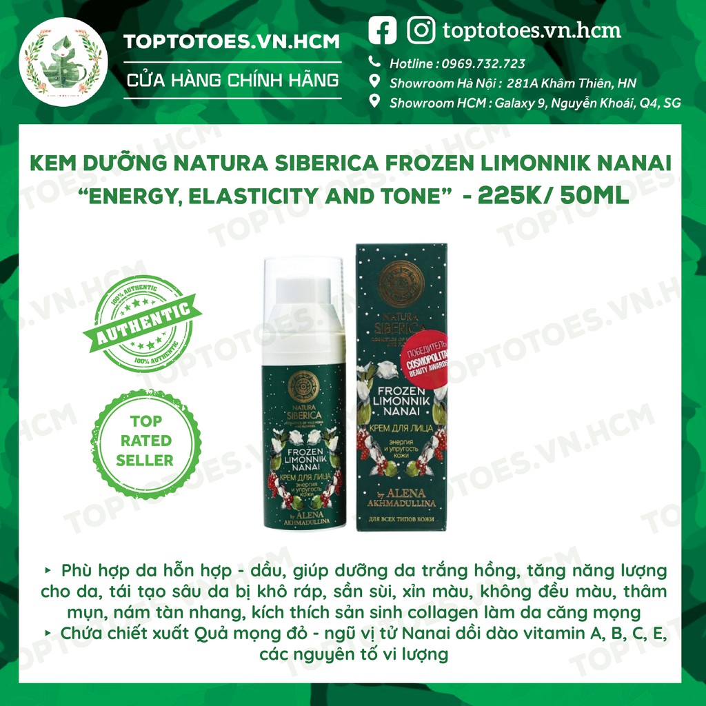 Kem dưỡng Natura Siberica Frozen Limonnik Nanai "Energy, Elasticity And Tone" dưỡng trắng hồng & tái tạo da