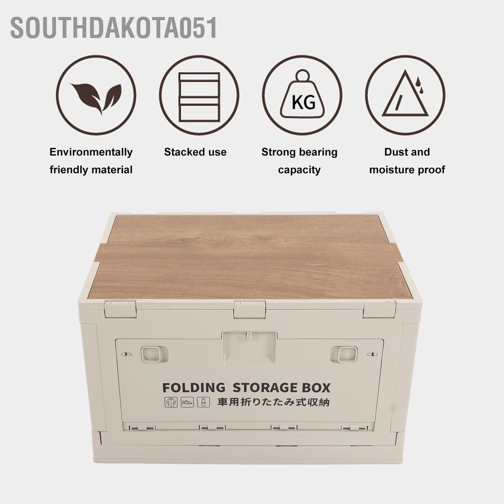 [Hàng Sẵn] Hộp Đựng Đồ Gấp Gọn 50L Có Nắp Gỗ Tiện Dụng đi dã ngoại Du Lịch Cắm Trại【Southdakota051】
