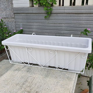 (GIÁ SỐC) Combo 5 Bộ chậu nhựa trồng rau và kệ treo ban công màu trắng 63.5cm x 22cm x 19cm