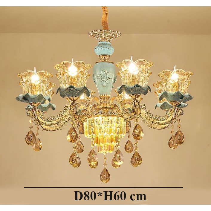 Đèn chùm MONSKY UYER 8 tay hiện đại trang trí nội thất sang trọng - kèm bóng LED chuyên dụng - VIDEO THẬT 100%.