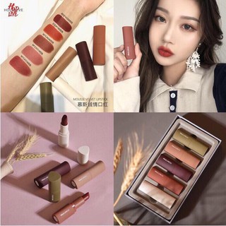 Set 5 Son Thỏi Lì Holdlive MOUSSE VELVET LÍPTICK HL252 nội địa Trung