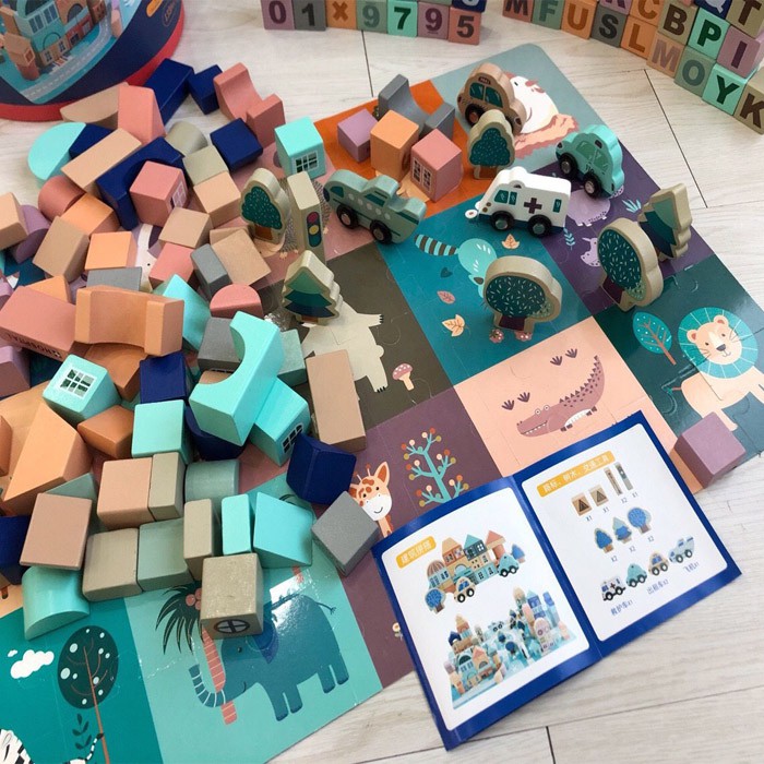 Bộ Đồ Chơi Lego Gỗ Xếp Lắp Ráp Mô Hình Thành Phố Đa Năng Sáng Tạo Phát Triển Trí Tuệ Cho Bé Vừa Chơi Vừa Học