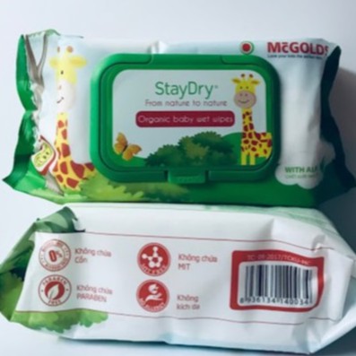 Khăn Ướt Organic Trẻ Em StayDry 100 Tờ Không Hương