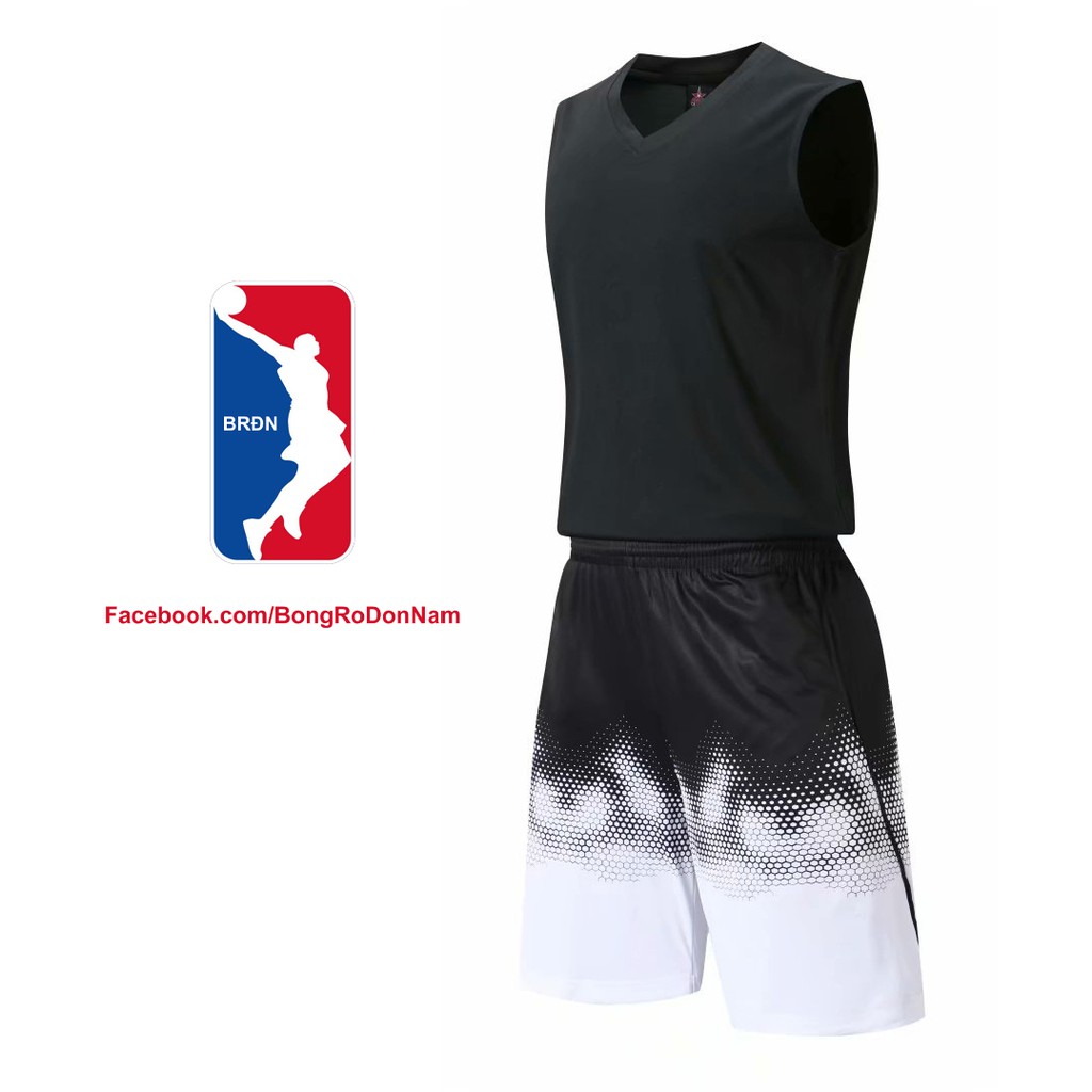 Bộ quần áo bóng rổ trơn màu đen - Bộ quần áo bóng rổ để in áo đội- Quần áo bóng rổ không logo - Mẫu 2021