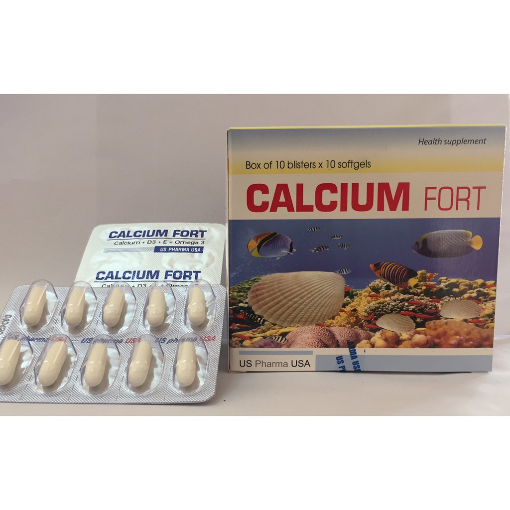 CALCIUM FORT HỘP 100 VIÊN bổ sung calci, D3, E, DHA, EPA tốt cho cơ thể.