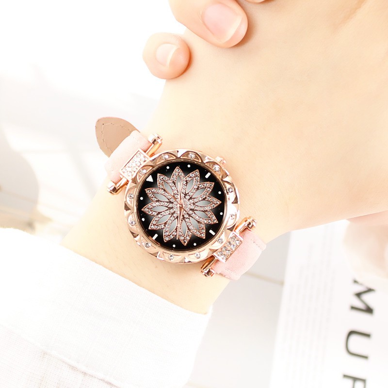 Đồng Hồ nữ Shshd Mặt kim sa lấp lánh thời trang dây da cao cấp | BigBuy360 - bigbuy360.vn