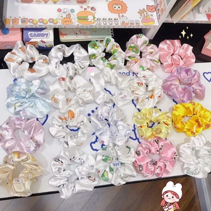 Scrunchies Cột tóc, buộc tóc vải, voan phi Bóng nhiều màu sắc
