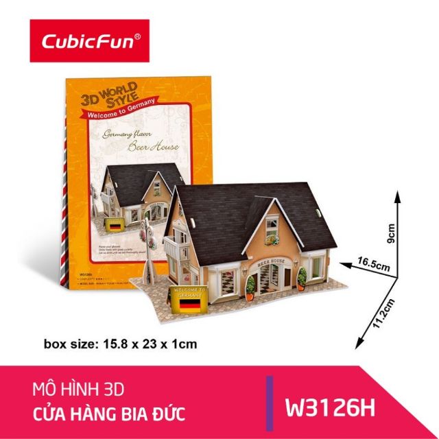 Mô hình 3D Cubic Fun nhà truyền thống: Cửa hàng bia Đức. Bộ xếp hình nhà truyền thống 3D.