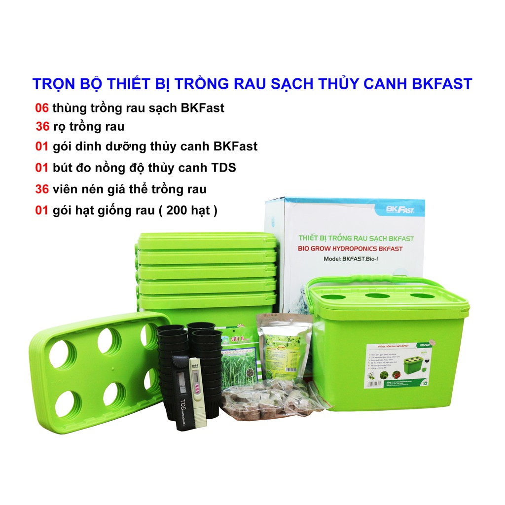 Thiết bị trồng rau sạch thuỷ canh tĩnh BKFAST