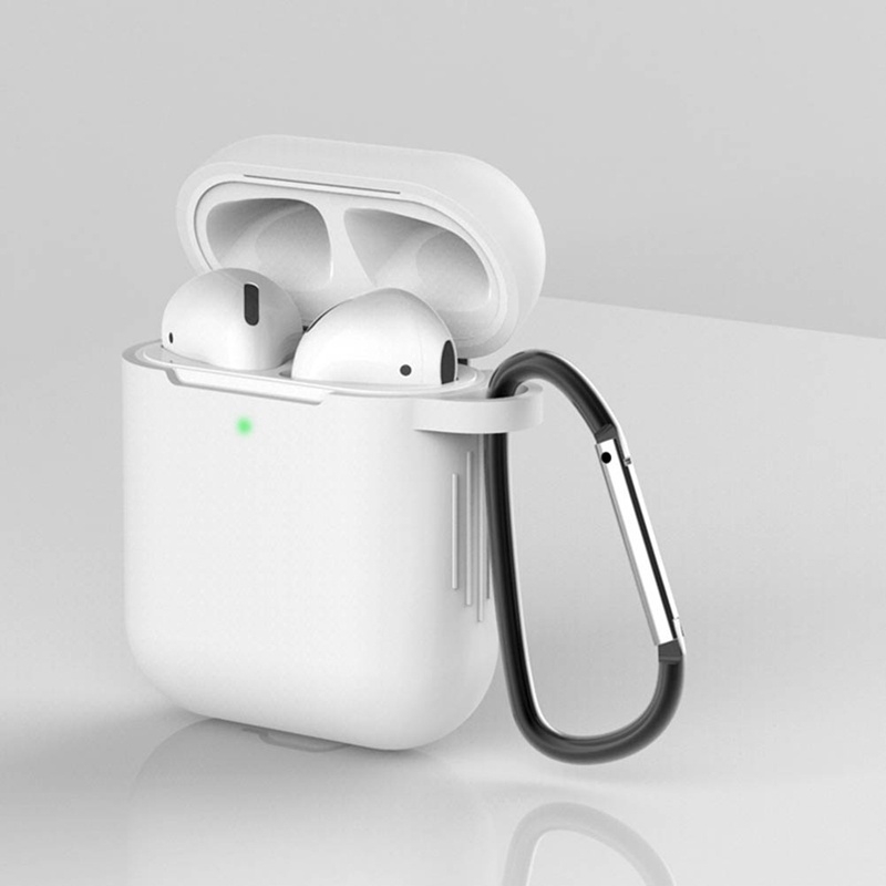 Vỏ Bảo Vệ Hộp Sạc Tai Nghe Airpods 2 / 1 Bằng Silicon Kèm Móc Khóa Tiện Dụng