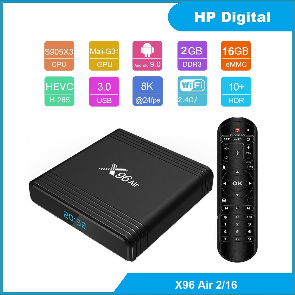 Android TV Box X96 Air - Amlogic S905X3, 2GB Ram, 16GB bộ nhớ trong, Android TV 9.0