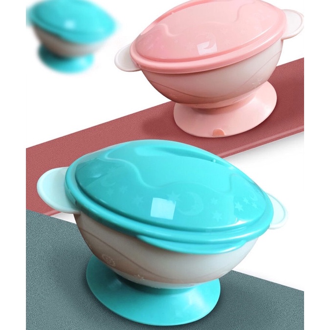 Bát Ăn Dặm Chống Đổ Kèm Thìa Có Đế Hút Chân Không Cho Bé