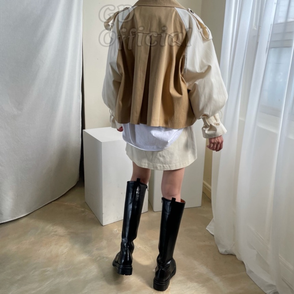B75|Set bộ blazer âu nữ áo khoác kaki dài tay mangto, váy giả quần cạp lưng cao chữ A