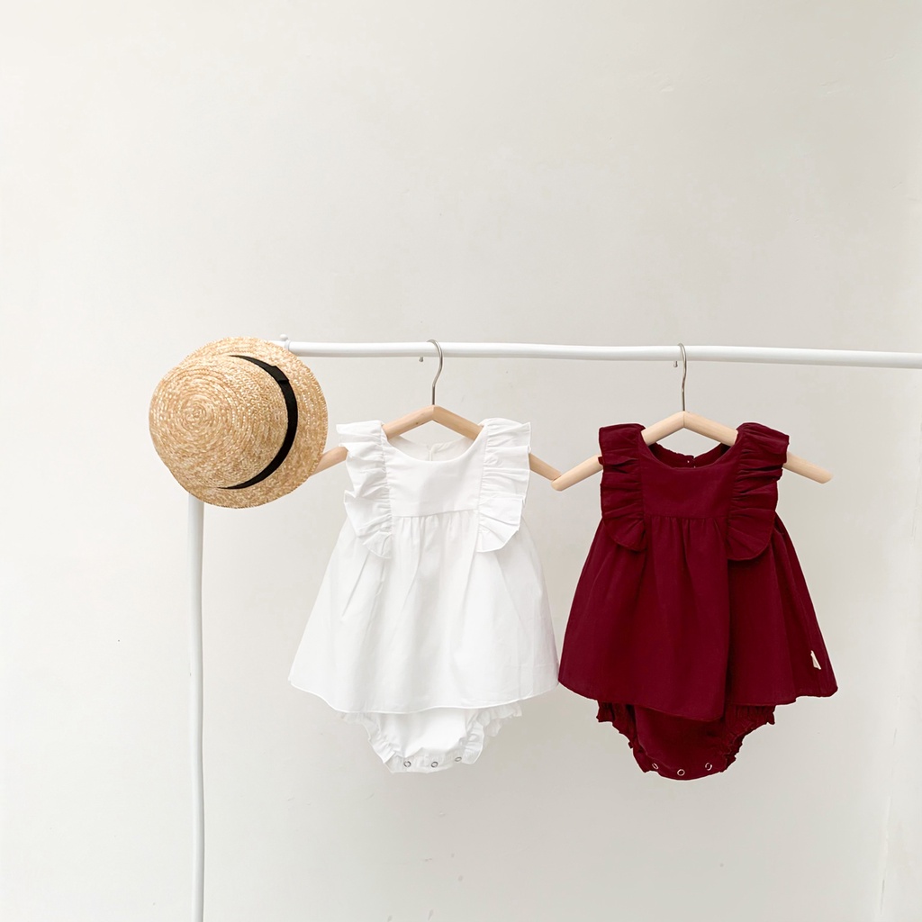 Đầm Sát Nách Dáng Rộng Màu Trơn Cho Bé Gái Sơ Sinh