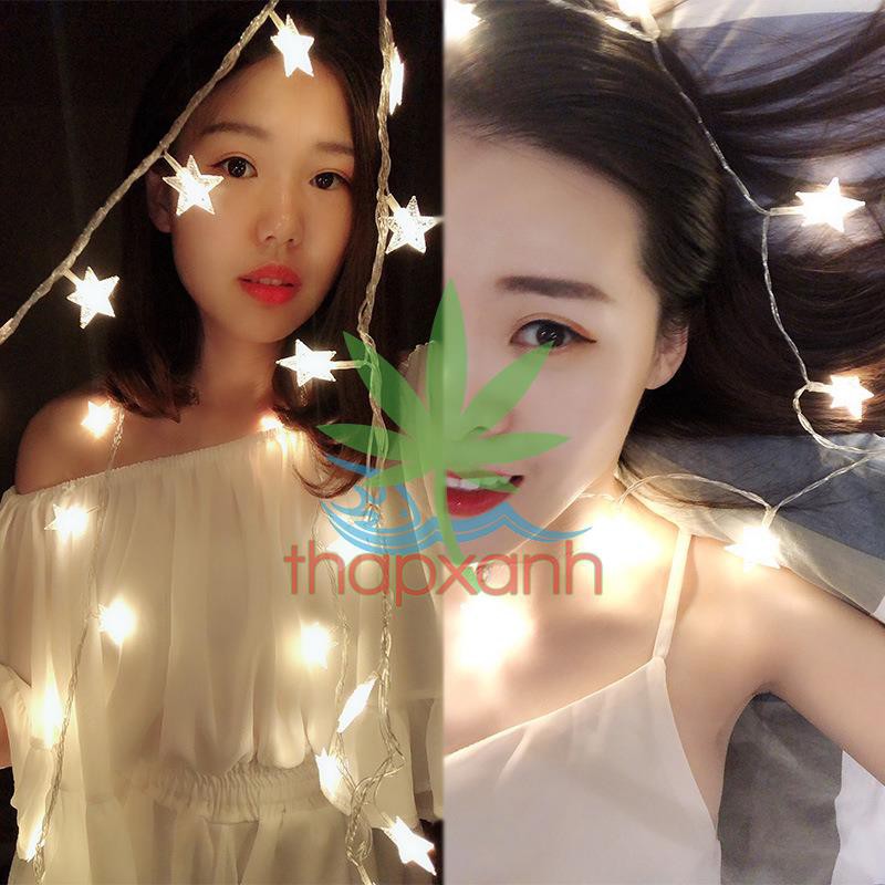 Đèn trang trí led nhấp nhánh hình sao, đèn trang trí led dây (10m)