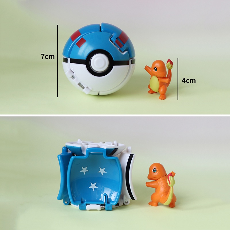 (Tặng Bài Pokemon) Set Đồ Chơi 4 Bóng Nảy Pokémon Throw 'n' Pop Poke Ball Tomy Takara - Trận Chiến Các Siêu Thú Pikachu