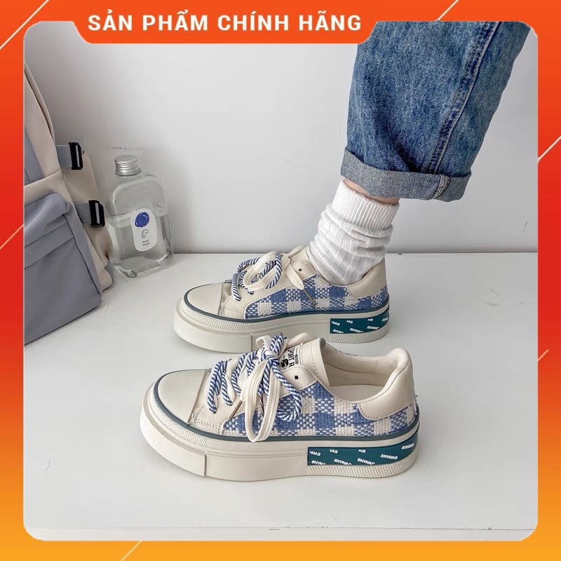 Giày Nữ Dây Kép Thêu Caro Kim Tuyến Mộc